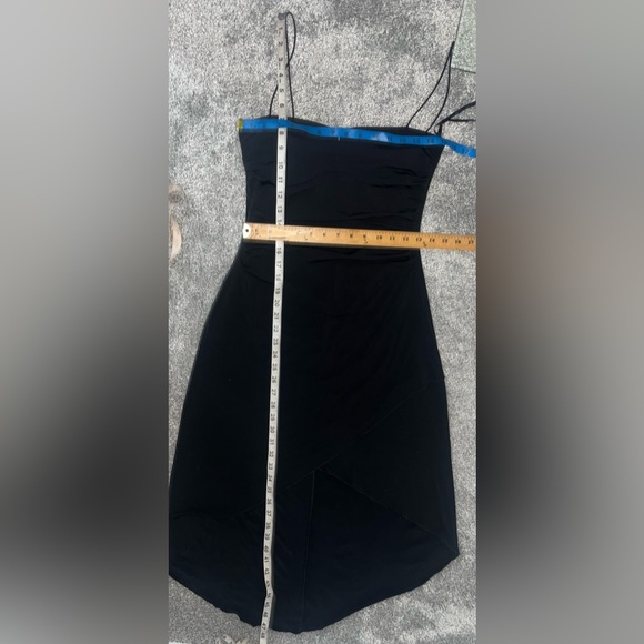 Vintage 90s Cocktail Midi Dress Black Square Neck Spaghetti Strap Size Large - Picture 8 of 10